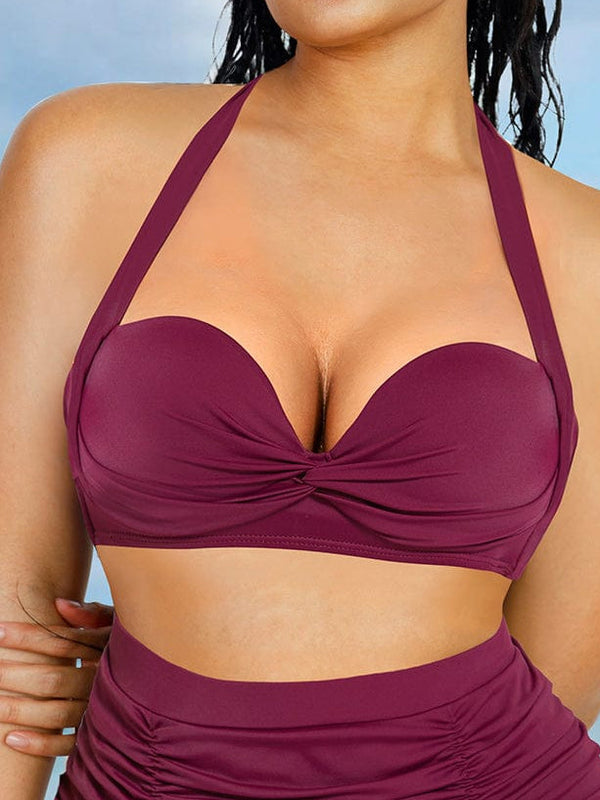 Twist-Knot Tankini Top with Built-In Bra