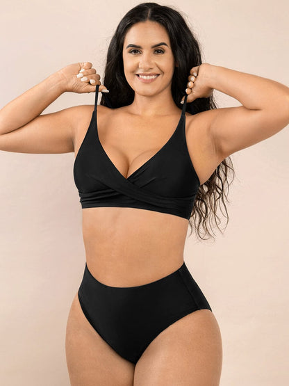 Cross-Front Sculpting One-Piece Swimsuit