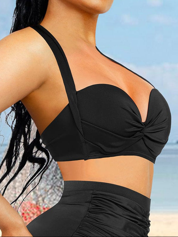 Twist-Knot Tankini Top with Built-In Bra