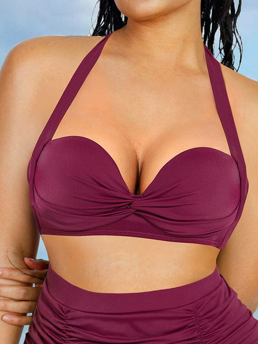 Twist-Knot Tankini Top with Built-In Bra