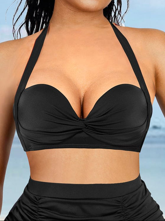 Twist-Knot Tankini Top with Built-In Bra