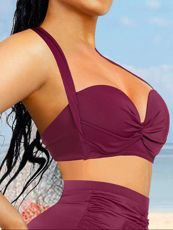 Twist-Knot Tankini Top with Built-In Bra
