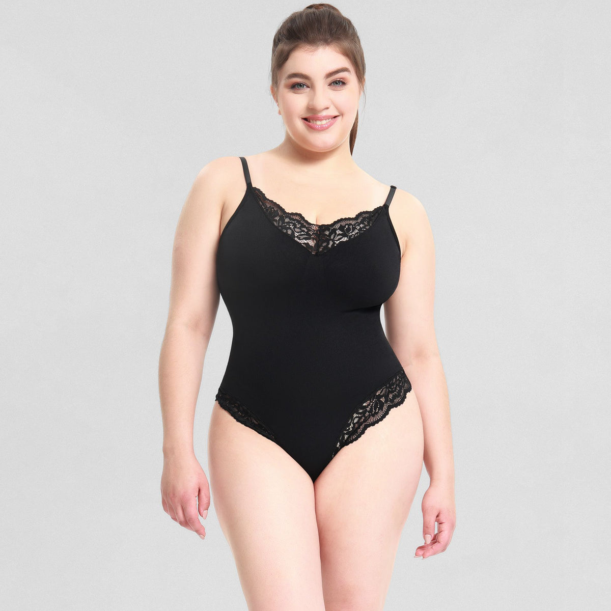 Body Curvy™ Lace Thong Shaping Bodysuit with Tummy Support