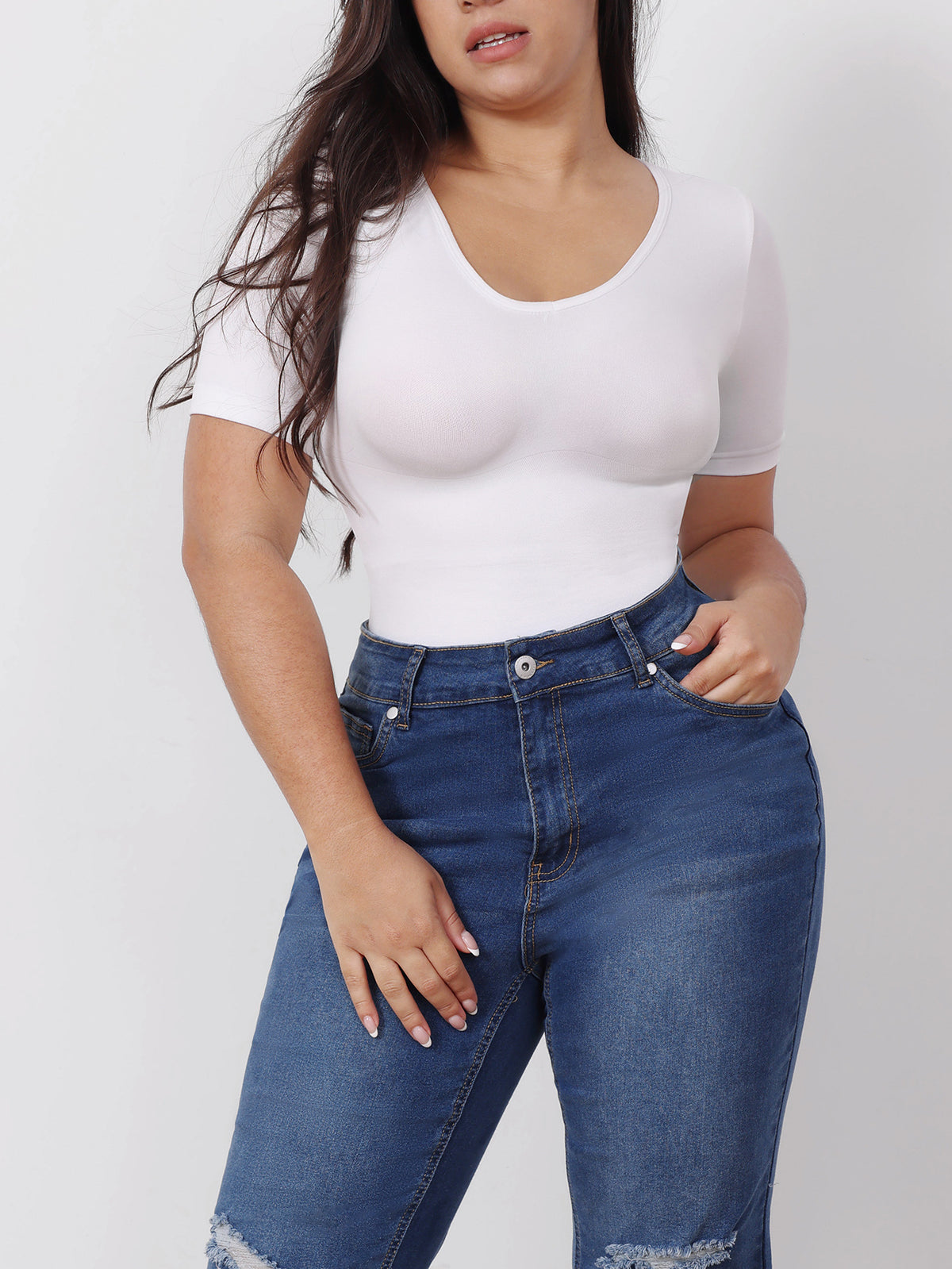 Body Curvy™ Seamless V-Neck Shaping T-Shirt