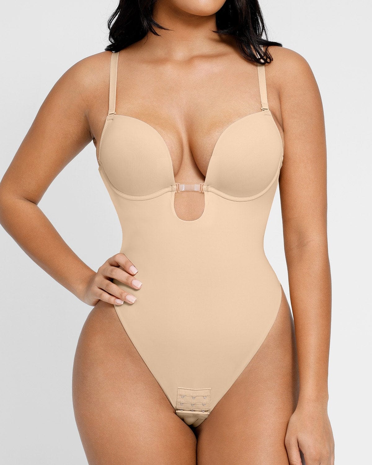 Backless U Plunge Thong Bodysuit