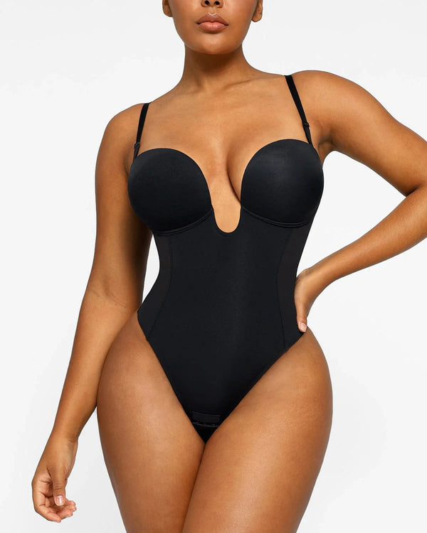 Deep Plunge Low-Back Thong Bodysuit