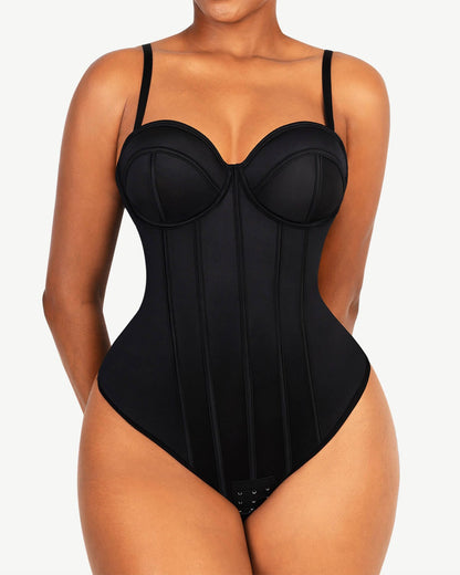 Retro-style Cupped Bra-free Thong Bodysuit