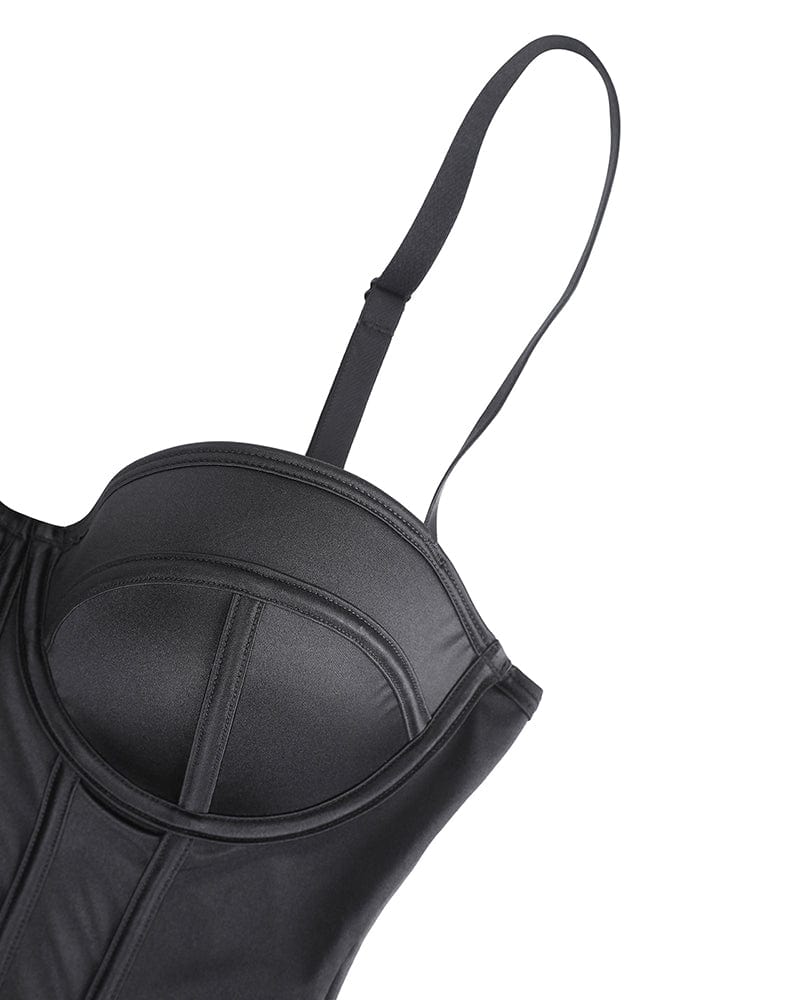 Retro-style Cupped Bra-free Thong Bodysuit