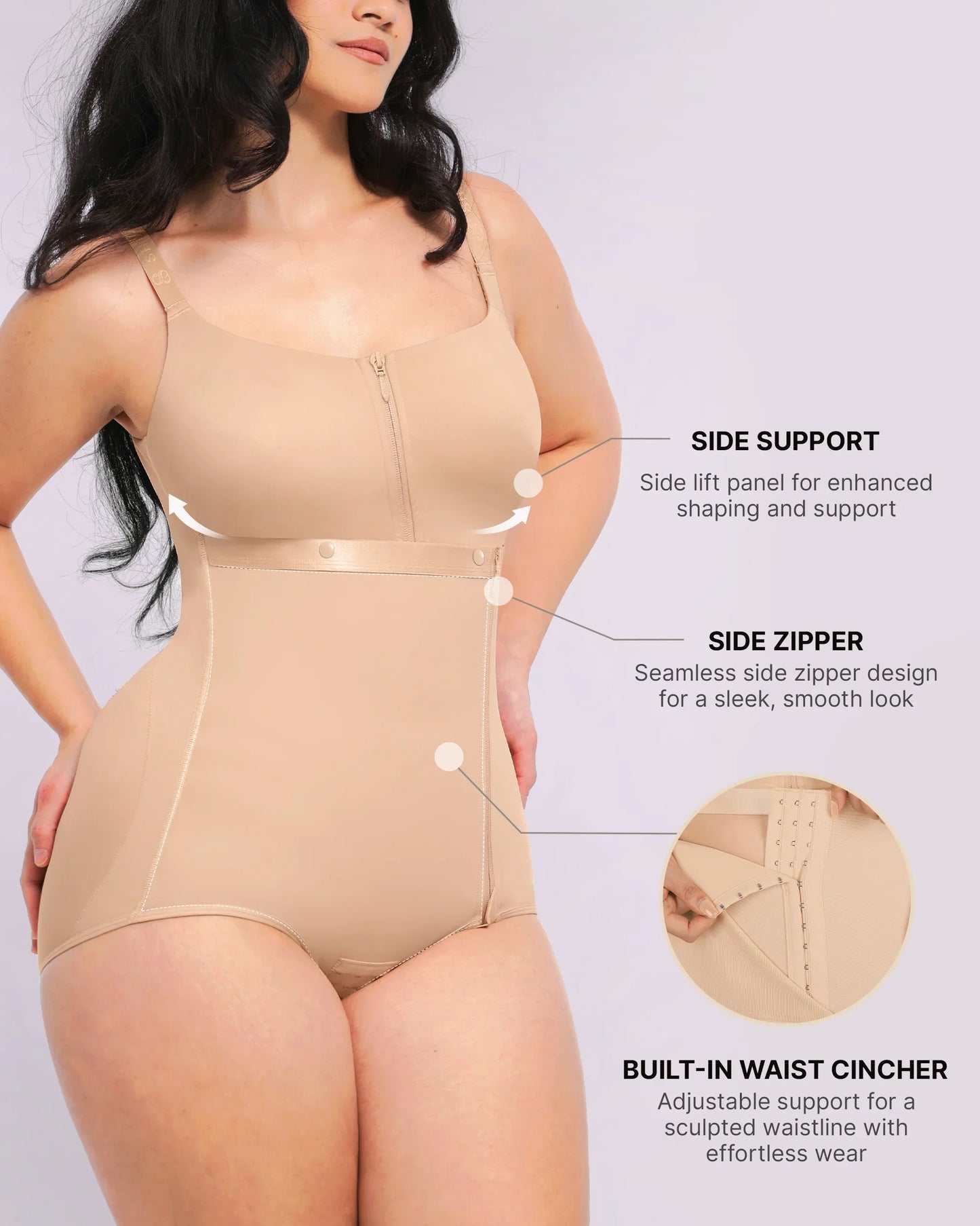 Built-in Tummy Control Cincher Brief Bodysuit