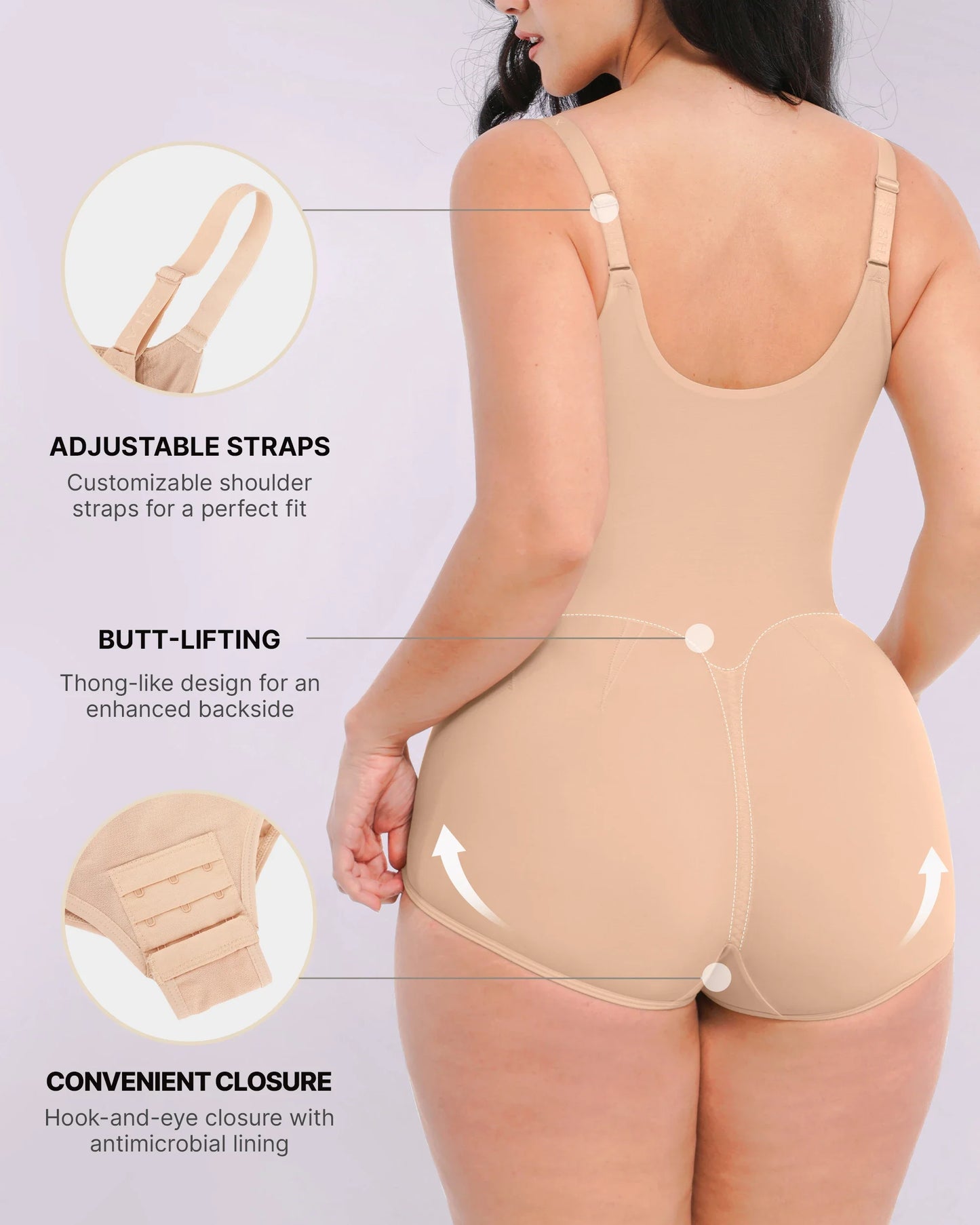 Built-in Tummy Control Cincher Brief Bodysuit