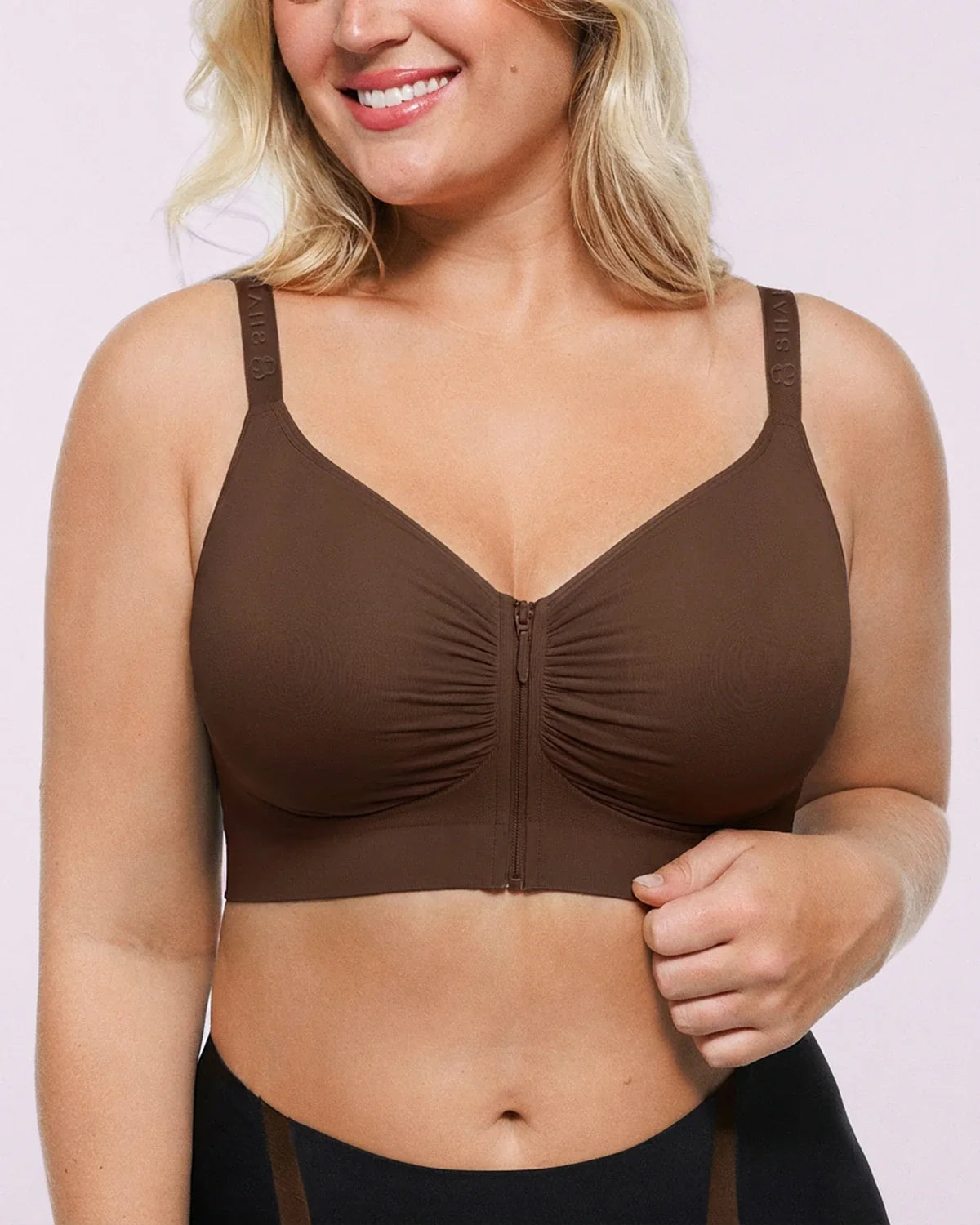 Skin Flow Front-Zipper Wireless Bra