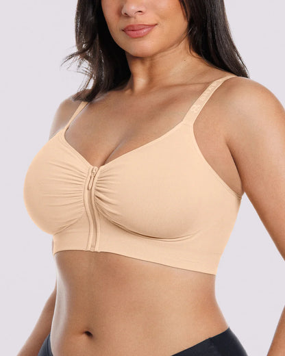 Skin Flow Front-Zipper Wireless Bra