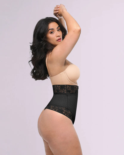 High-Waisted Polka Dot Shaping Thong