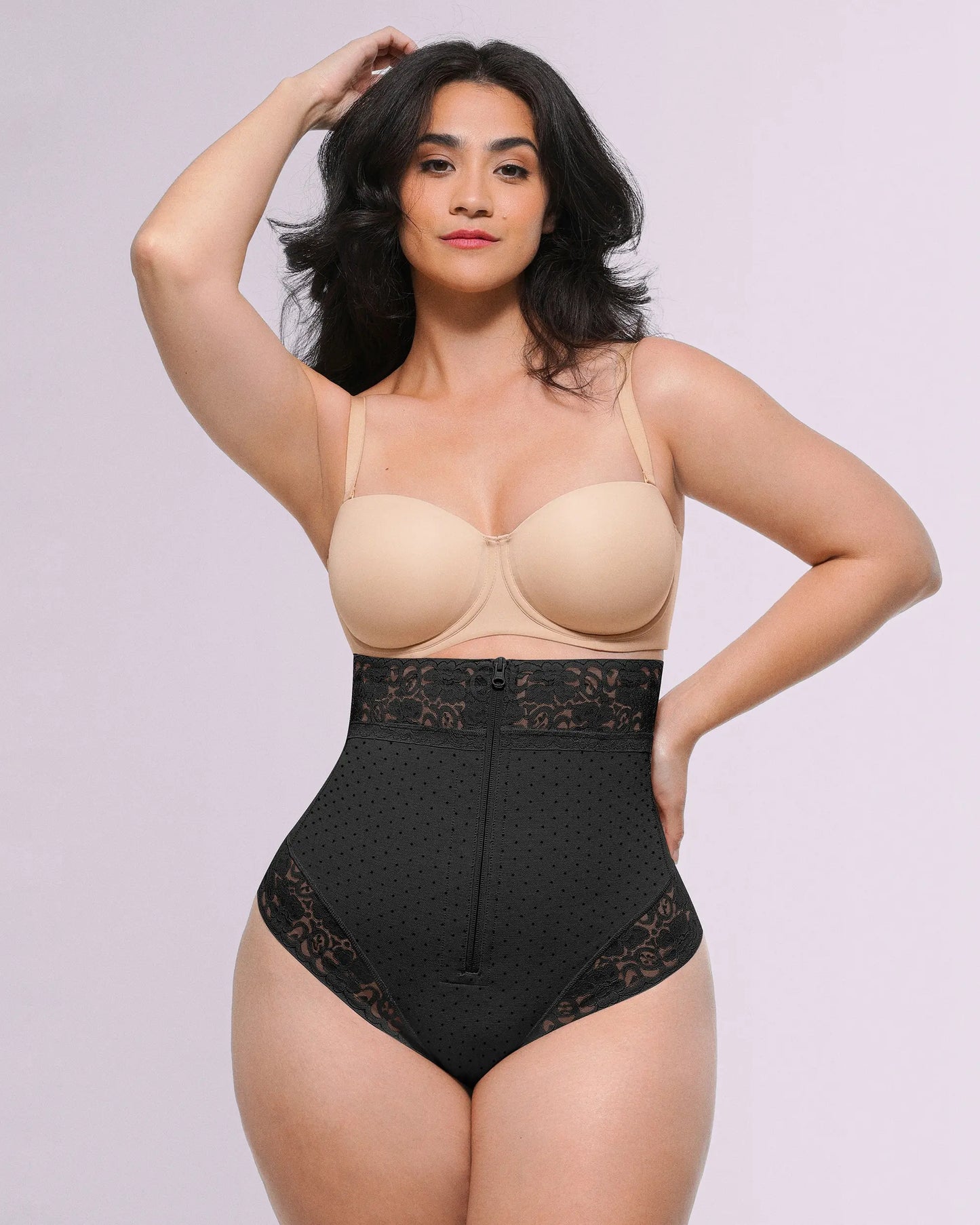 High-Waisted Polka Dot Shaping Thong