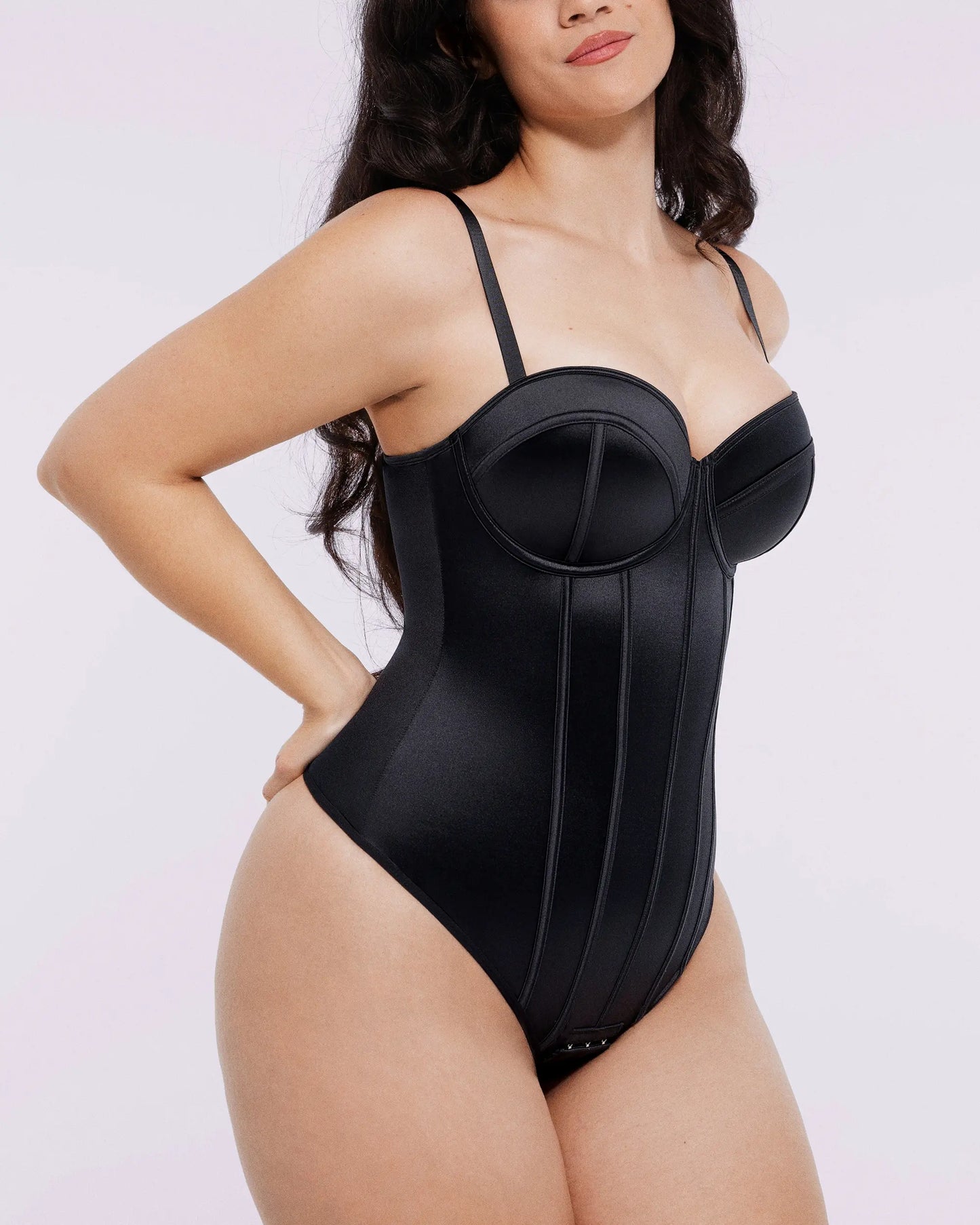 Retro-style Cupped Bra-free Thong Bodysuit