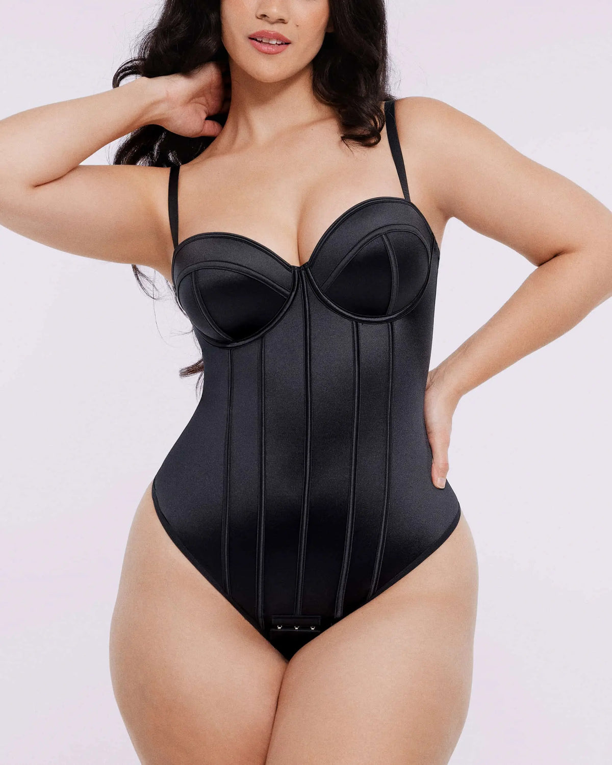 Retro-style Cupped Bra-free Thong Bodysuit