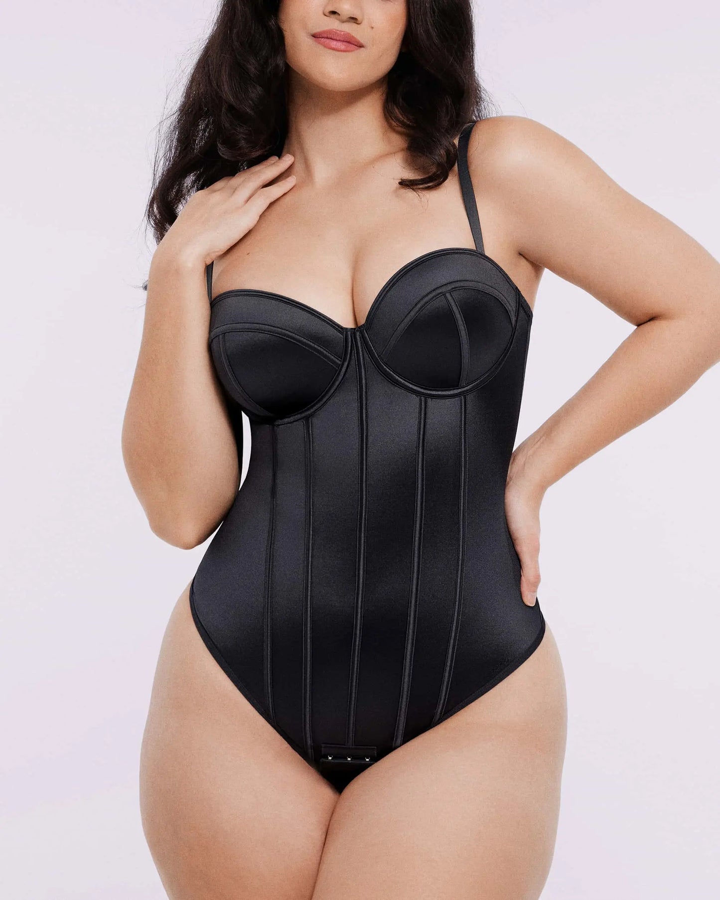 Retro-style Cupped Bra-free Thong Bodysuit