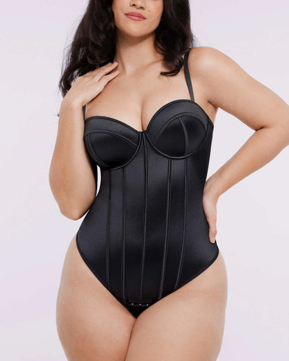 Retro-style Cupped Bra-free Thong Bodysuit