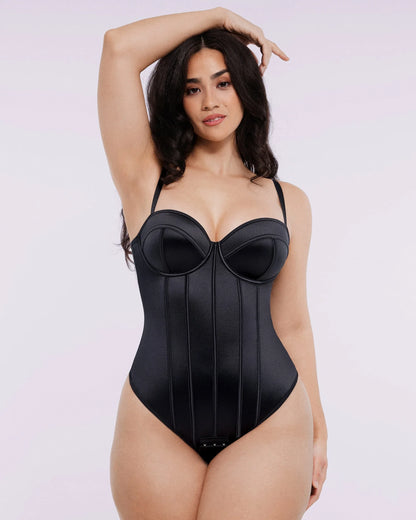 Retro-style Cupped Bra-free Thong Bodysuit
