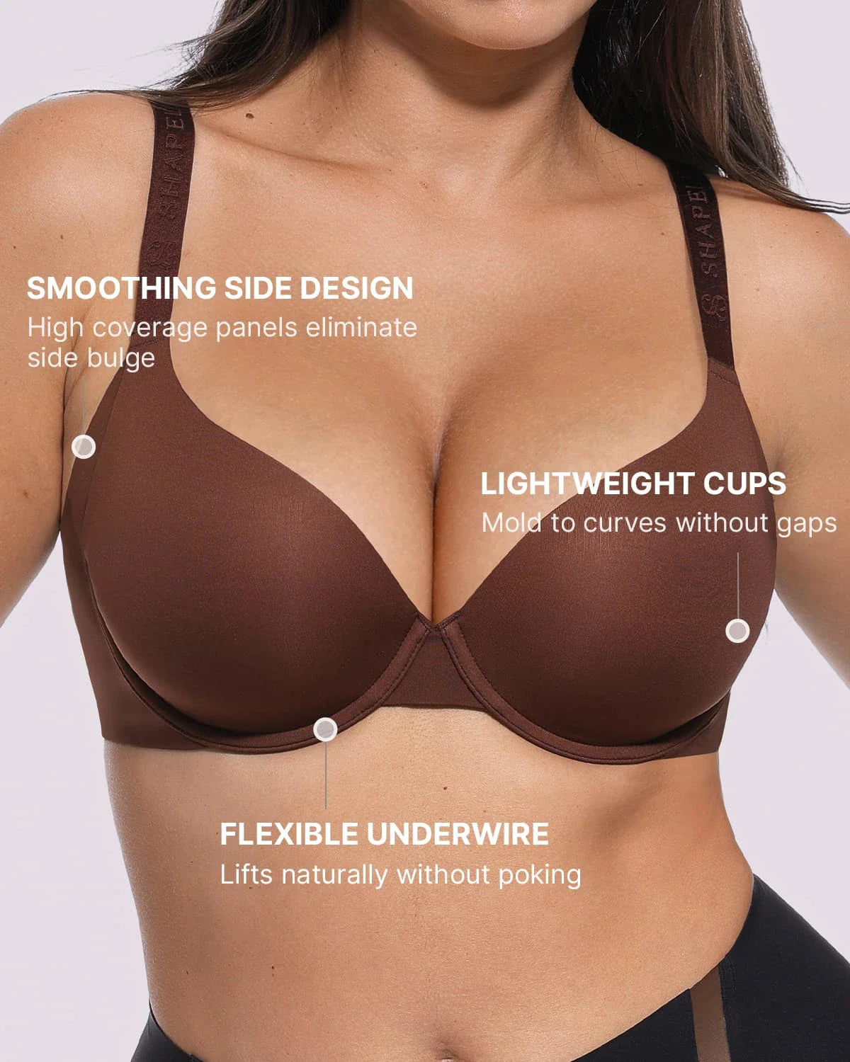 Sutien cu bretele subțiri și neted Cream Touch™