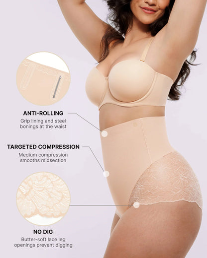 MeshSmooth™ High-Waisted  Sheer Lace Brief