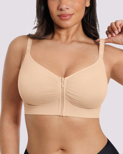 Skin Flow Front-Zipper Wireless Bra
