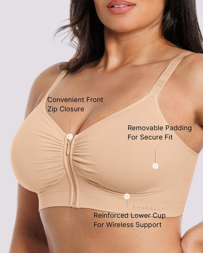 Skin Flow Front-Zipper Wireless Bra