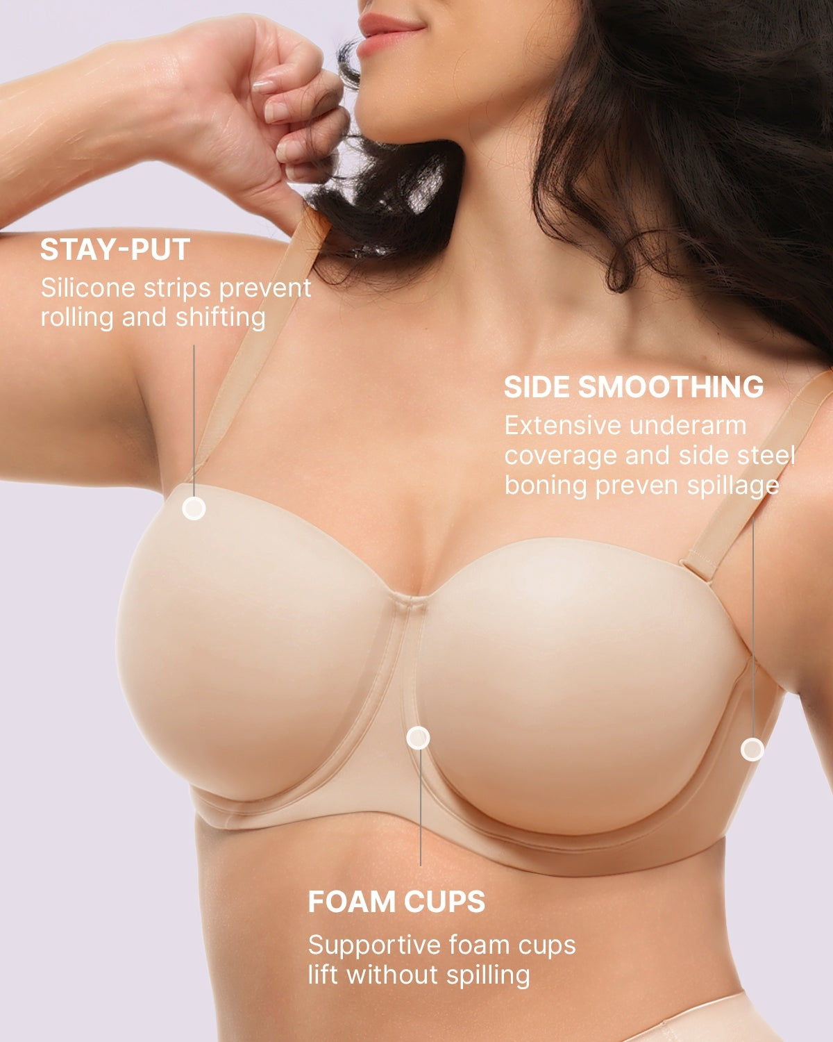 Soutien-gorge push-up sans bretelles convertible