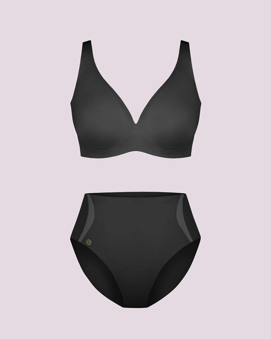 Curve Code™ LYCRA®FitSense™ Wireless V-Neck Bra + Brief