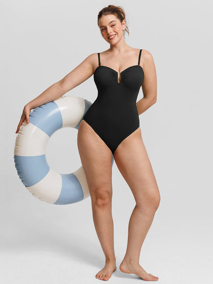 Strapless U-Wire Tummy Control One-Piece Swimsuit
