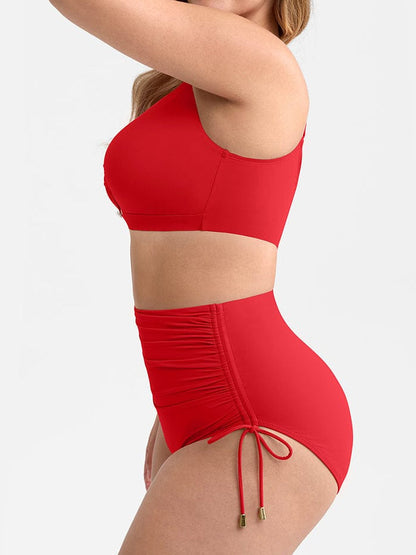 Deep V Metal Ring Tummy Control Swimsuit with Removable Pads