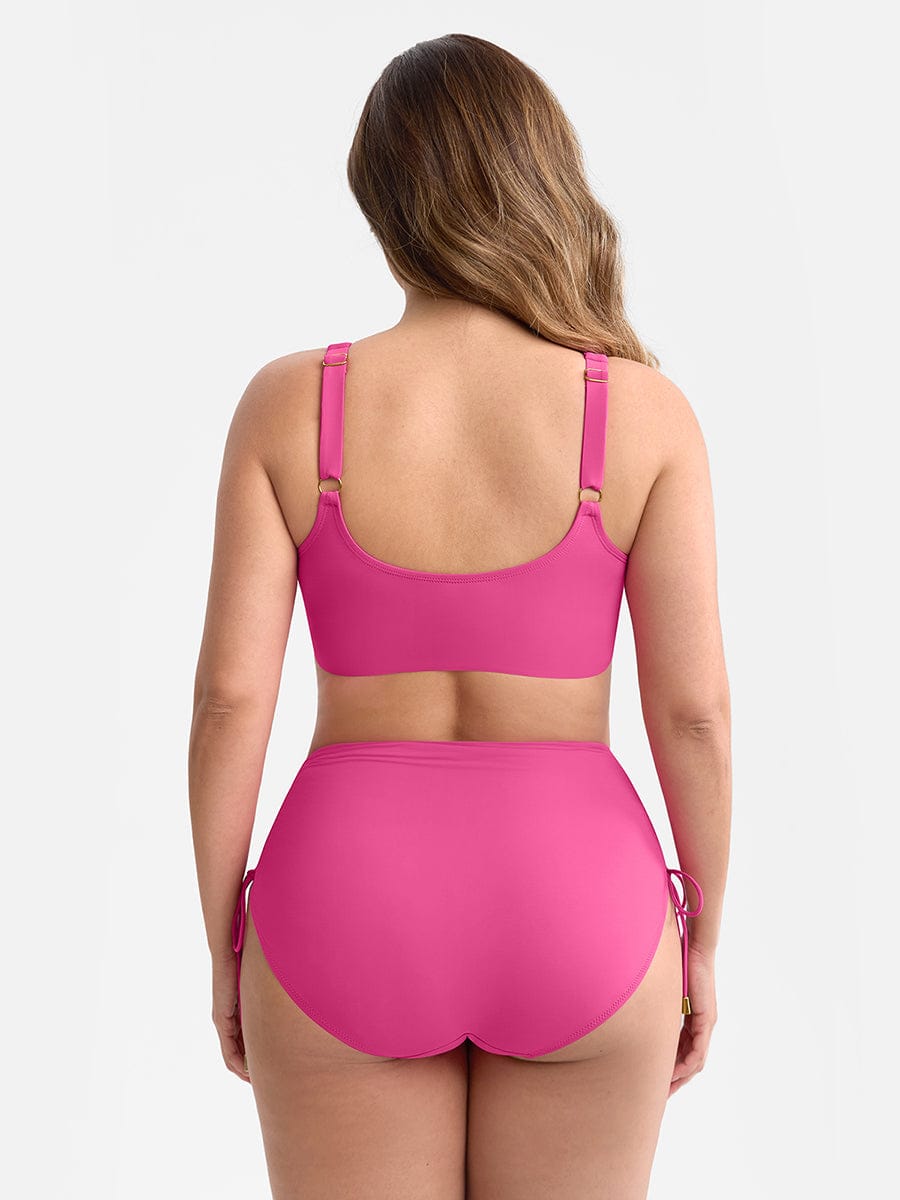 Deep V Metal Ring Tummy Control Swimsuit with Removable Pads