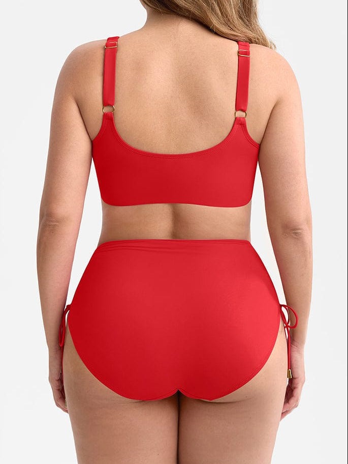 Deep V Metal Ring Tummy Control Swimsuit with Removable Pads