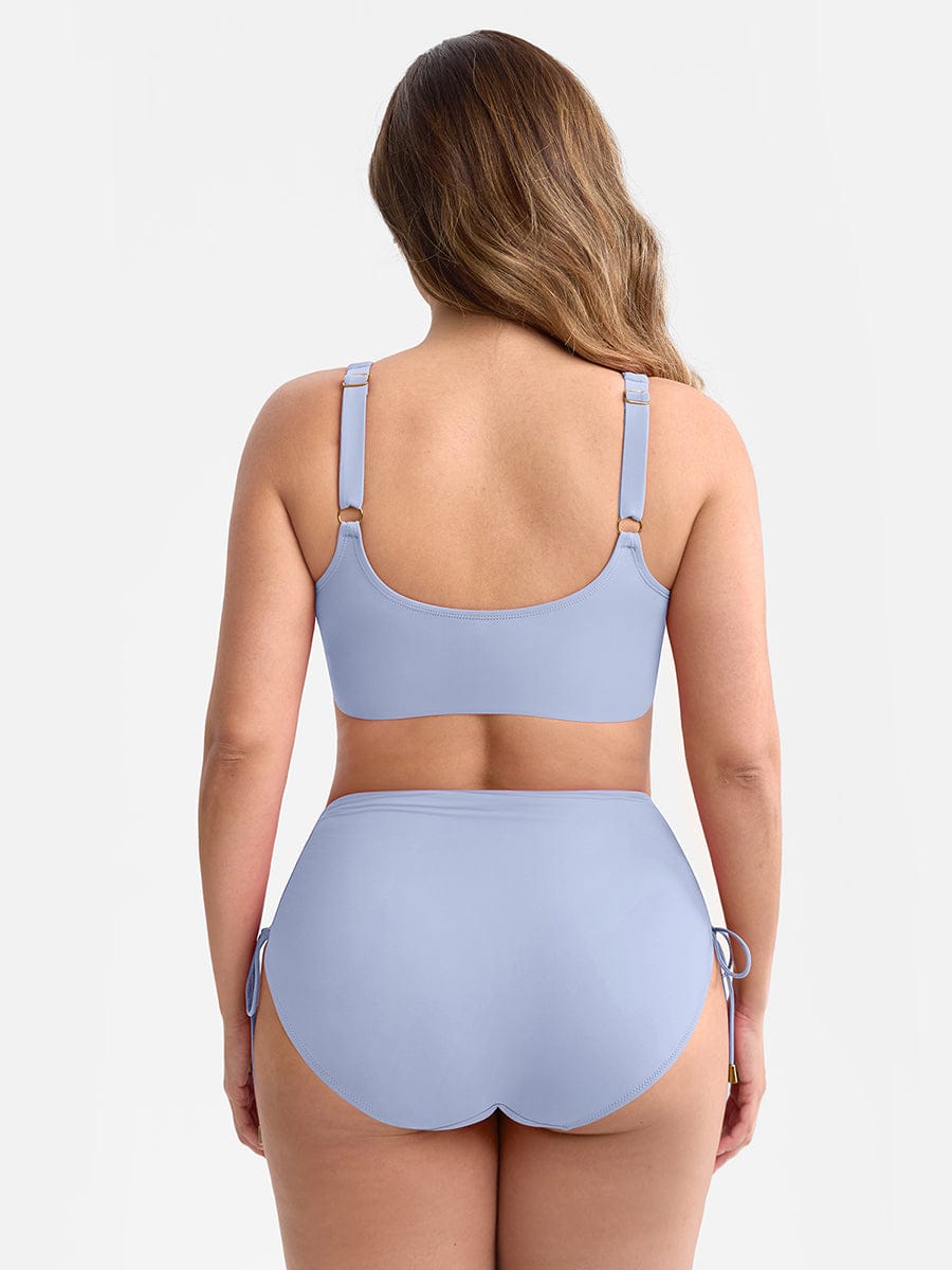 Deep V Metal Ring Tummy Control Swimsuit with Removable Pads