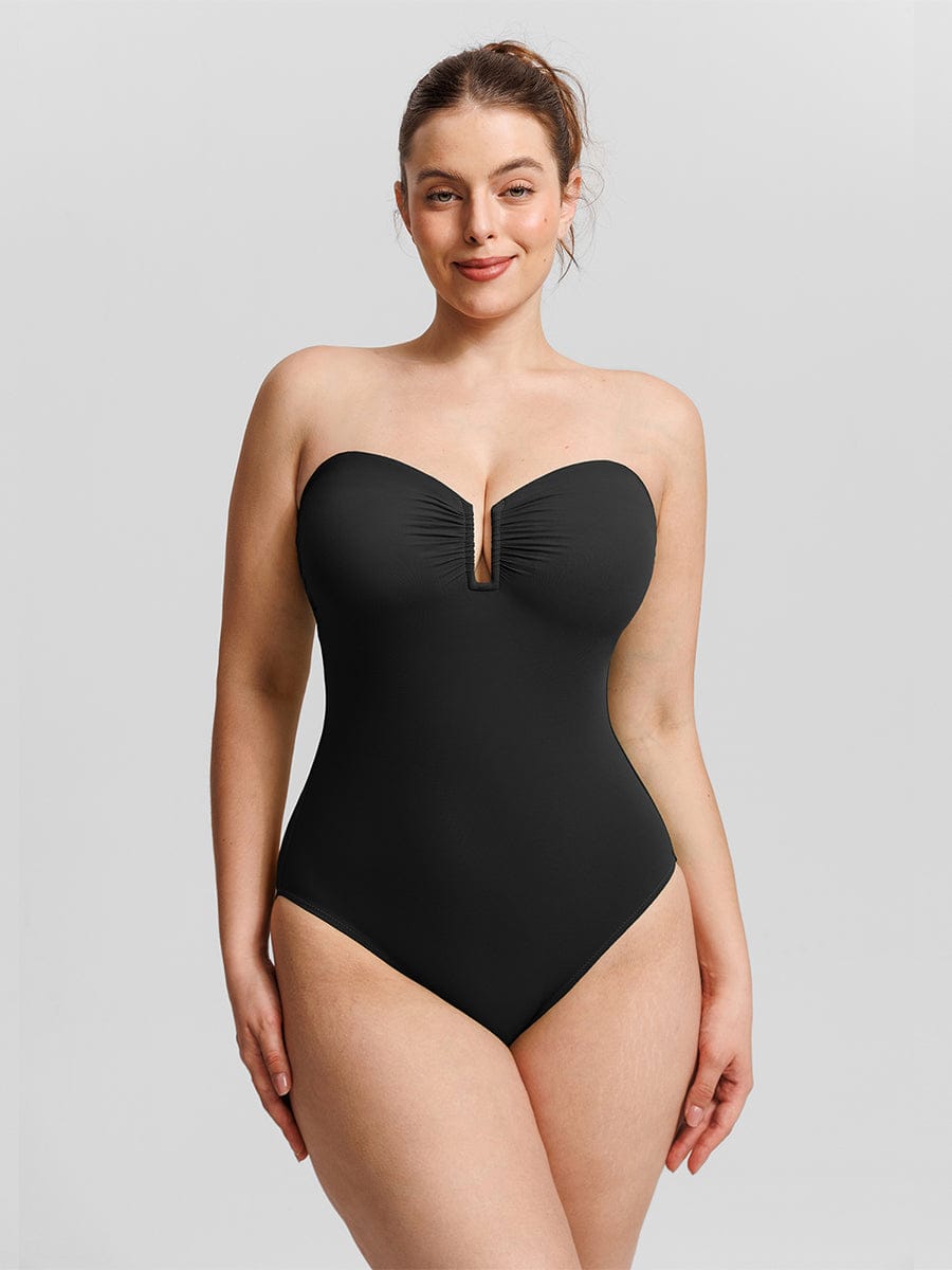 Strapless U-Wire Tummy Control One-Piece Swimsuit