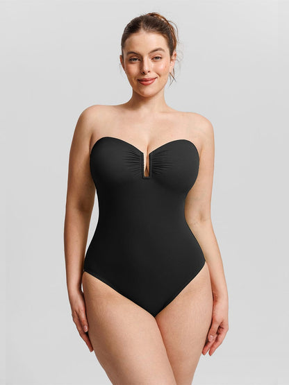 Strapless U-Wire Tummy Control One-Piece Swimsuit