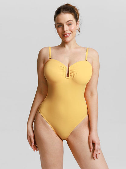 Strapless U-Wire Tummy Control One-Piece Swimsuit