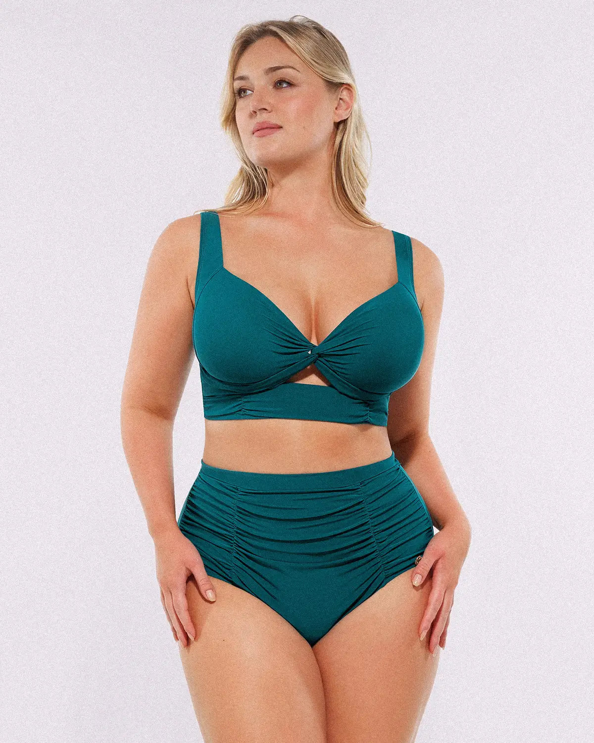 Smart Sculpt™ Bikini-top met gedraaide voorzijde & broekje met hoge taille