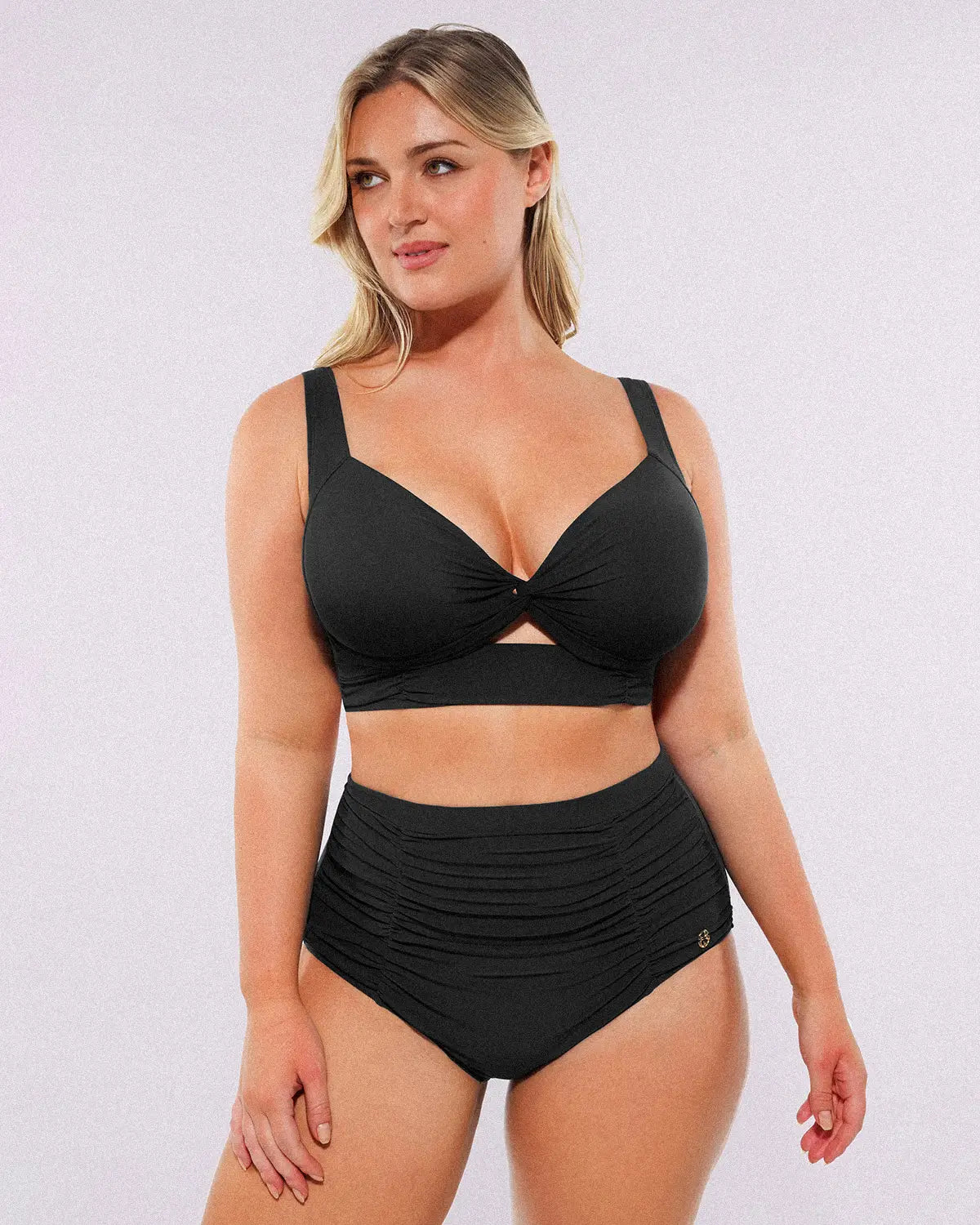 Smart Sculpt™ Bikini-top met gedraaide voorzijde & broekje met hoge taille