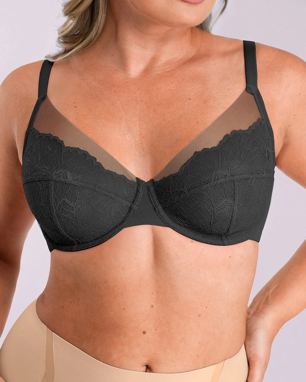 Unlined Lace Underwired Uplift Bra