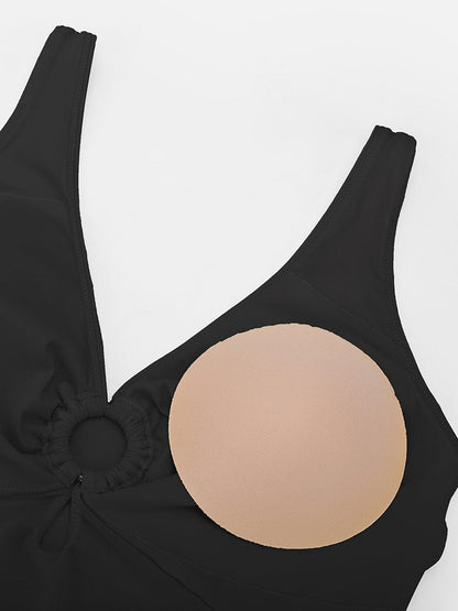 Ruched Mesh Tummy Control One-Piece Swimsuit