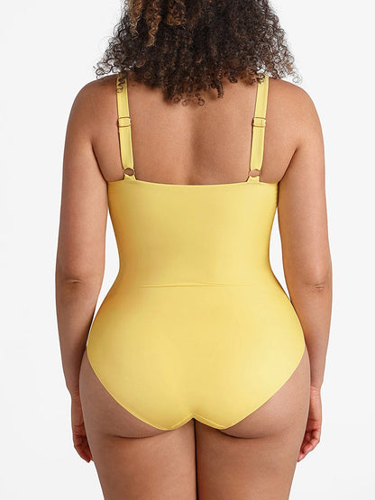 Ruched Mesh Tummy Control One-Piece Swimsuit