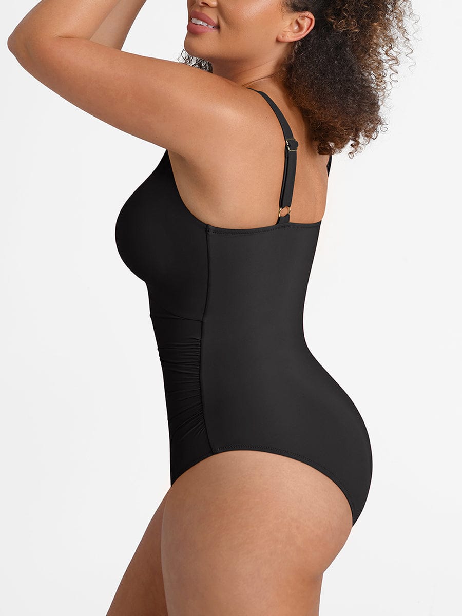 Ruched Mesh Tummy Control One-Piece Swimsuit