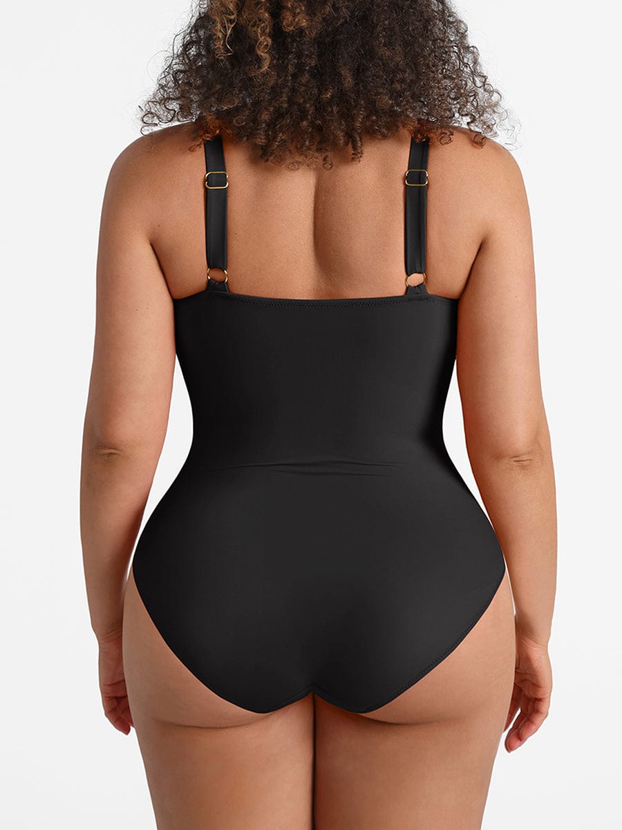 Ruched Mesh Tummy Control One-Piece Swimsuit