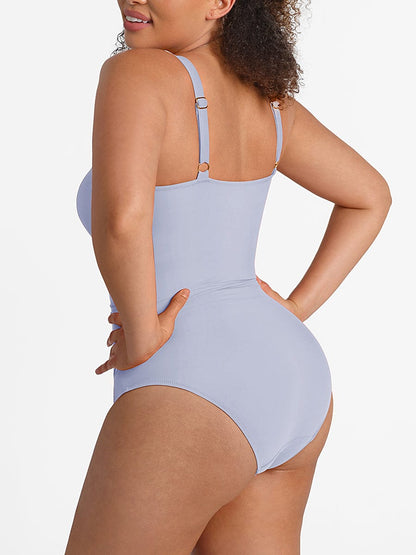 Ruched Mesh Tummy Control One-Piece Swimsuit