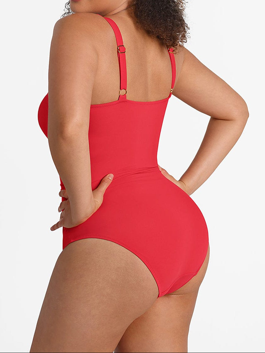 Ruched Mesh Tummy Control One-Piece Swimsuit