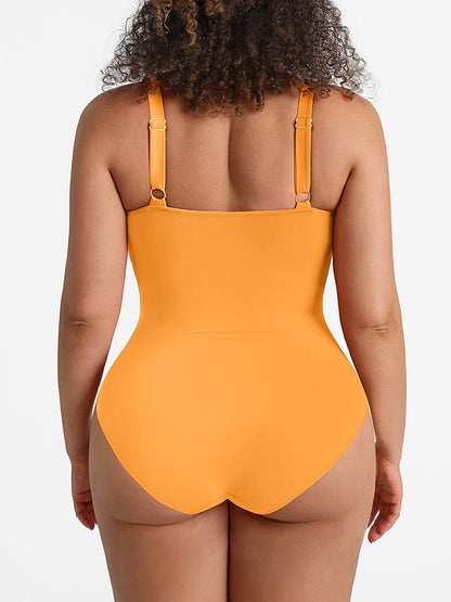Ruched Mesh Tummy Control One-Piece Swimsuit