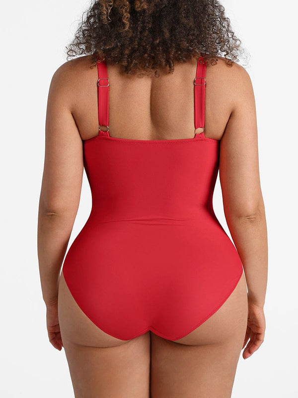 Ruched Mesh Tummy Control One-Piece Swimsuit