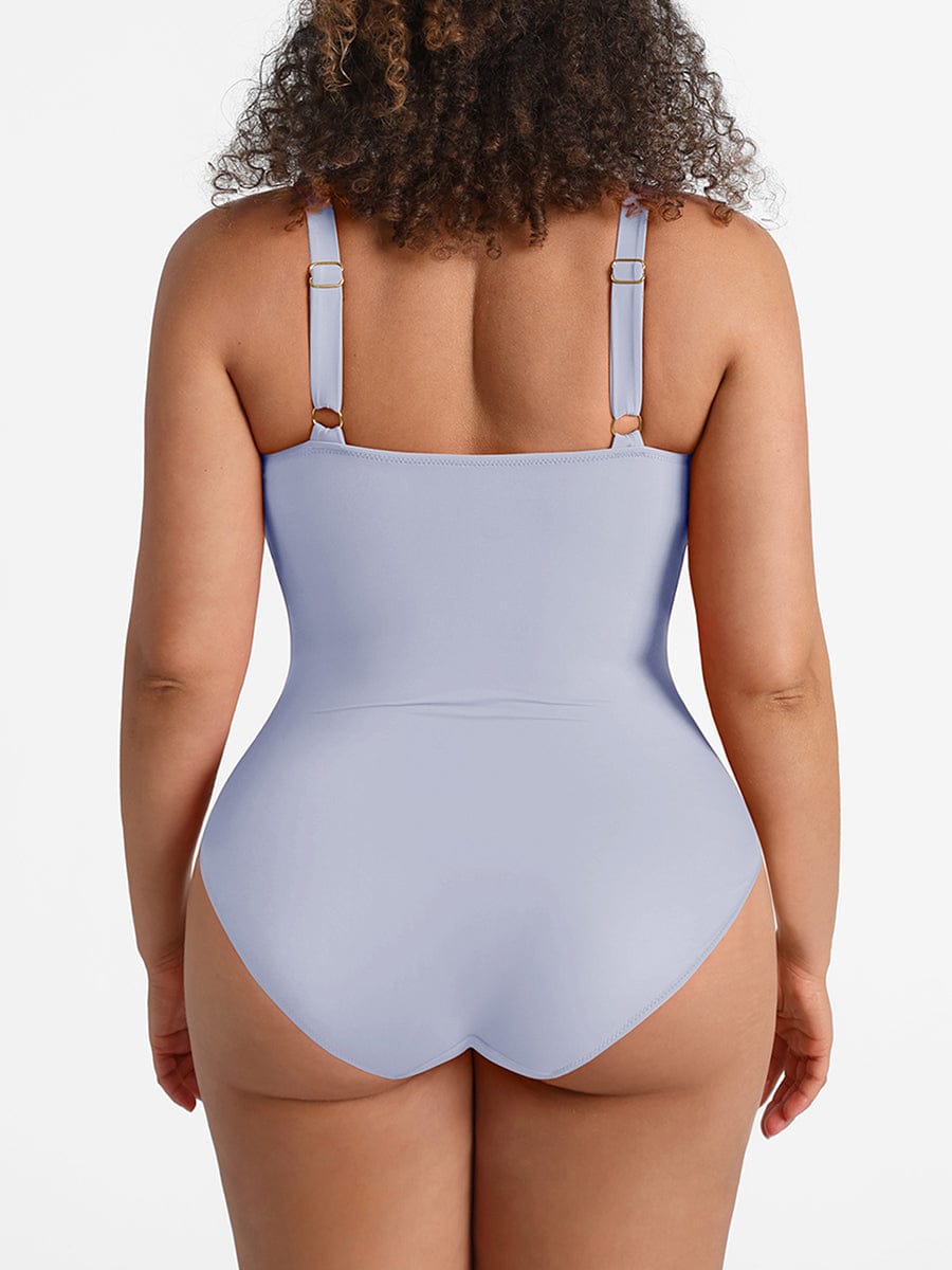 Ruched Mesh Tummy Control One-Piece Swimsuit