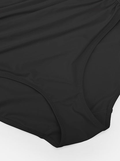 Ruched Mesh Tummy Control One-Piece Swimsuit